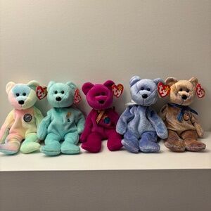 NWT Ty Set of 5 Beanie Baby Teddy Bears